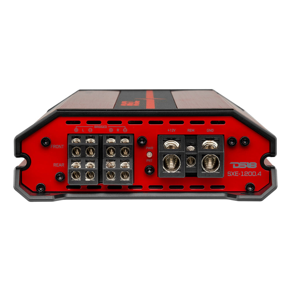 DS18 DS-SXE-1200.4/RD Full-Range Class AB 4-Channel Amplifier 1200 Watts Red DS18