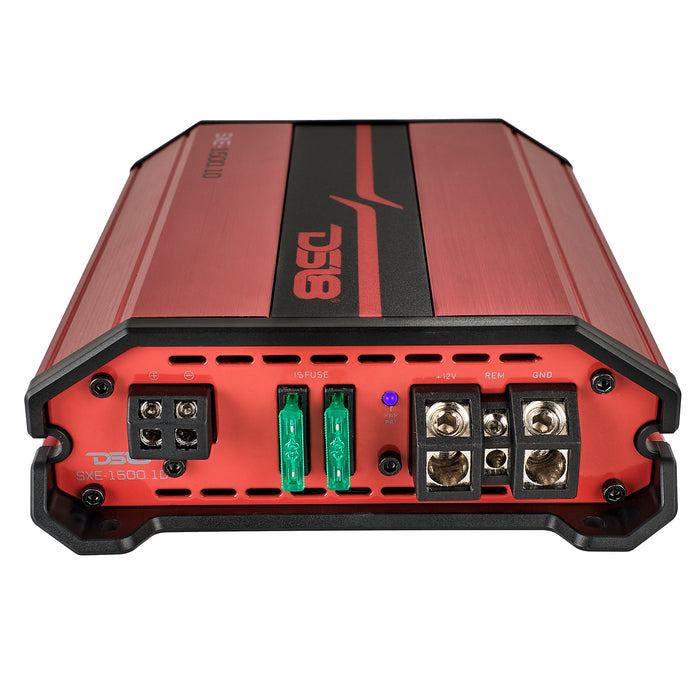 DS18 SXE Class D Monoblock Car Amplifier 1 x 500 Watts RMS @ 1 Ohm 1500 Watts - Compact Amplifier with Remote Subwoofer Level Control (Red)