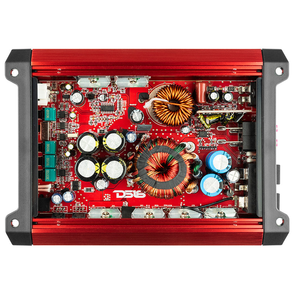 DS18 DS-SXE-2500.1D/RD Class D 1-Channel Monoblock Amplifier 2500 Watts Red 1-Ohm Stable Red DS18