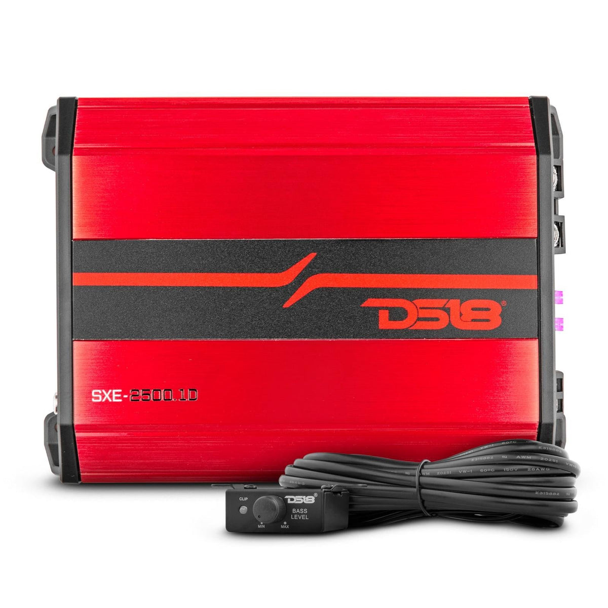 DS18 DS-SXE-2500.1D/RD Class D 1-Channel Monoblock Amplifier 2500 Watts Red 1-Ohm Stable Red DS18