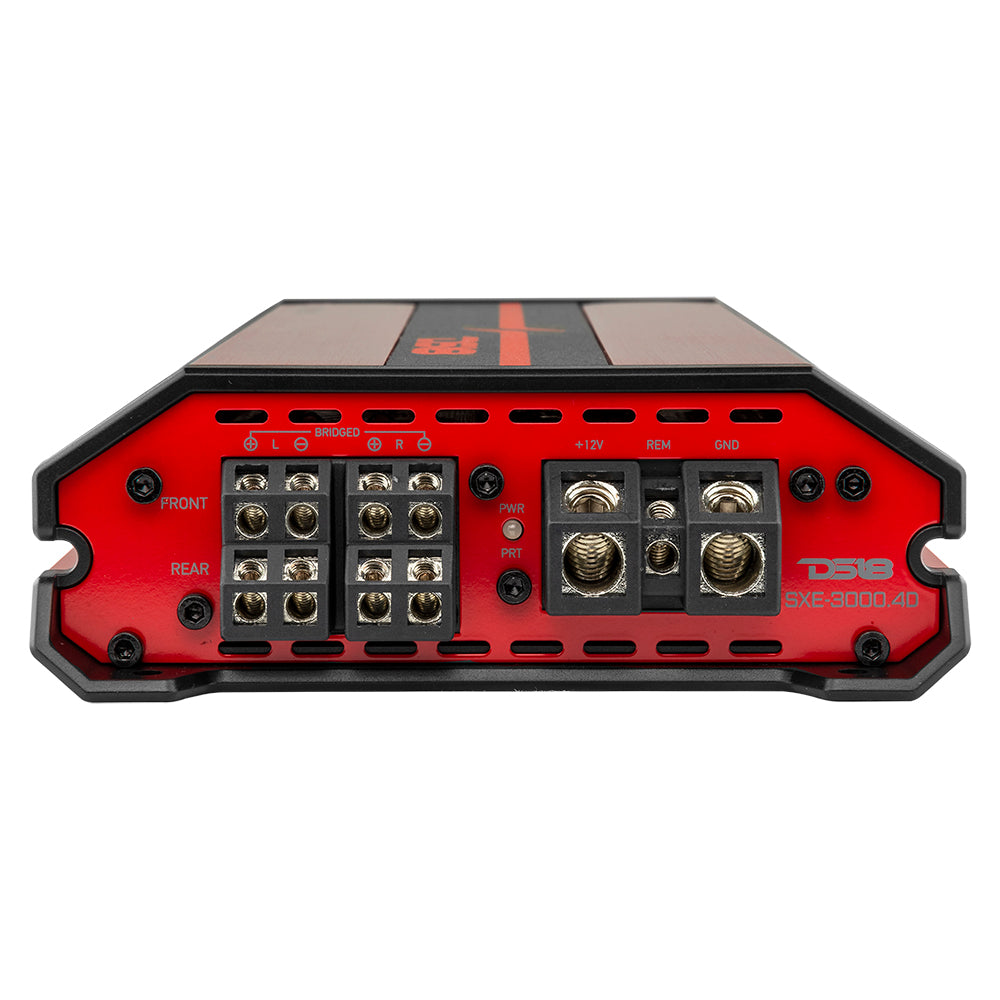 DS18 DS-SXE-3000.4D/RD Full-Range Class D 4-Channel Amplifier 3000 Watts Red DS18