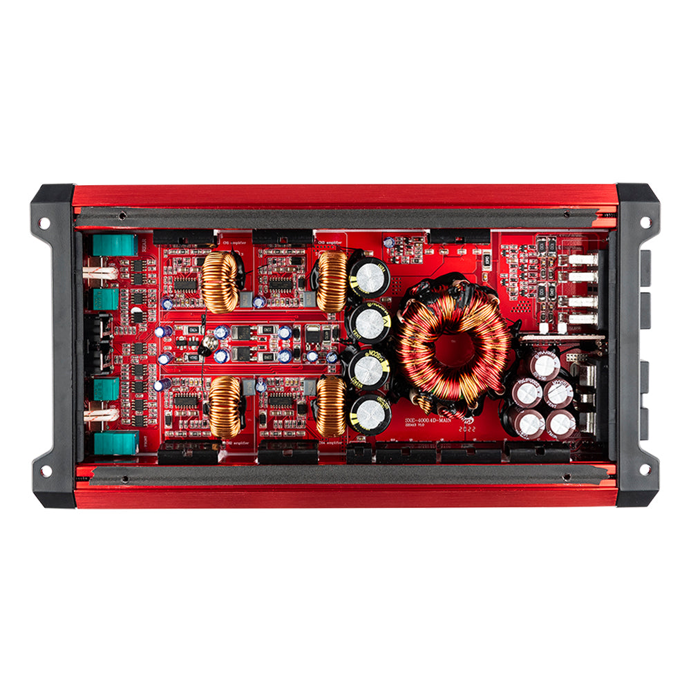 DS18 DS-SXE-4000.4D/RD Full-Range Class D 4-Channel Amplifier 4000 Watts Red DS18