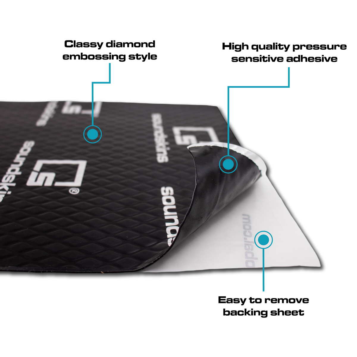 SoundSkins | Classic LITE Sound Deadening Kit Double Layer Mat | SSK-CLASSICLITE | Pure Rubber Butyl & Diamond Embossed Foil