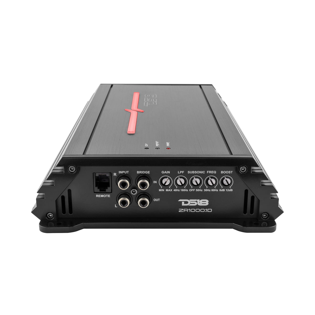 DS18 ZR1000.1D ZR Class D 1-Channel Monoblock Amplifier - 1000W RMS at 1 Ohm with Bass Knob DS18