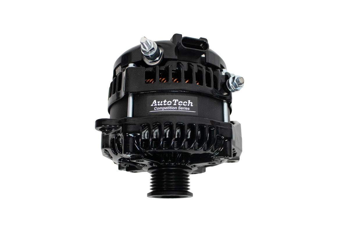AutoTech Alternator for Chevy/GM 400 Amp High Output Alternator 4.3L–8.1L Engines (2005–2024) | Upgrade for Car Audio, Trucks & SUVs | GLOSS BLACK  – Model AT-HP-8301-400A-BK
