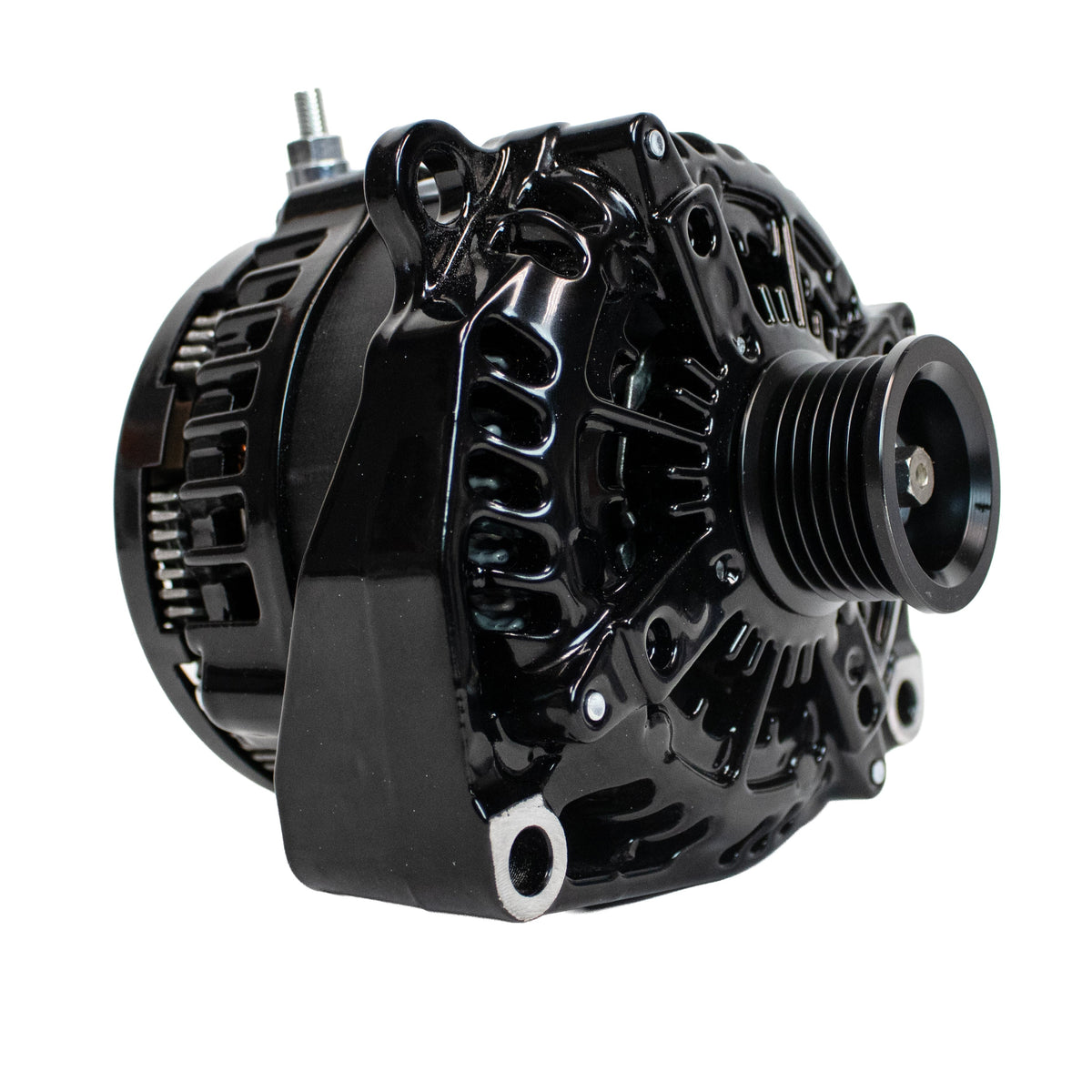 AutoTech Alternator for Chevy/GM 400 Amp High Output Alternator 4.3L–8.1L Engines (2005–2024) | Upgrade for Car Audio, Trucks & SUVs | GLOSS BLACK  – Model AT-HP-8301-400A-BK