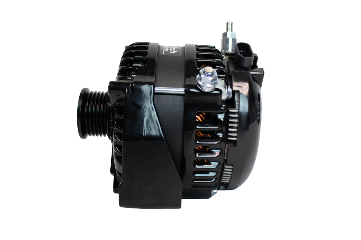 AutoTech Alternator for Chevy/GM 400 Amp High Output Alternator 4.3L–8.1L Engines (2005–2024) | Upgrade for Car Audio, Trucks & SUVs | GLOSS BLACK  – Model AT-HP-8301-400A-BK