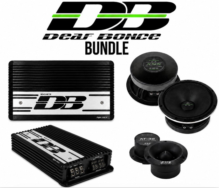 Deaf Bonce Car Audio Bundle | Machete Fight MFA-4.320 4-Channel Amplifier + Apocalypse AP-M61AC 6.5" Mid-Range Speakers (Pair) + AT-32 Tweeters (Pair)