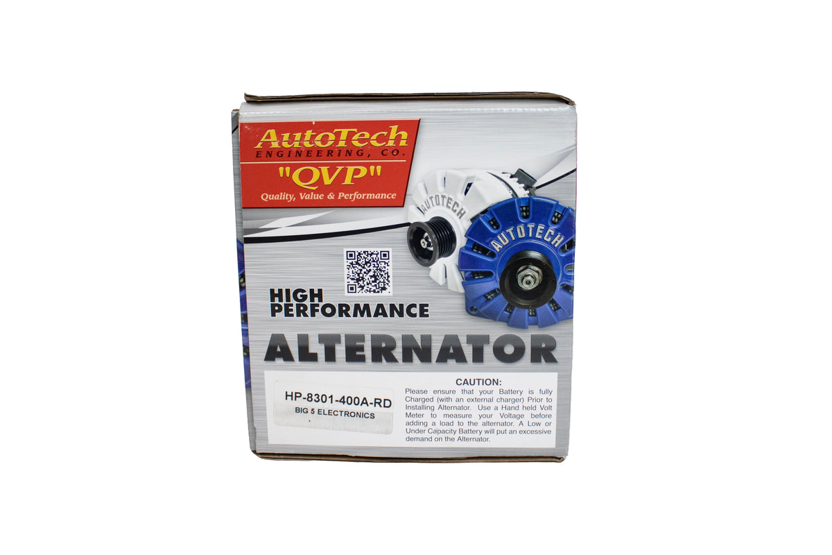 AutoTech Alternator for Chevy/GM 400 Amp High Output Alternator 4.3L–8.1L Engines (2005–2024) | Upgrade for Car Audio, Trucks & SUVs | REALLY RED (BREMBO RED) – Model AT-HP-8301-400A-RD