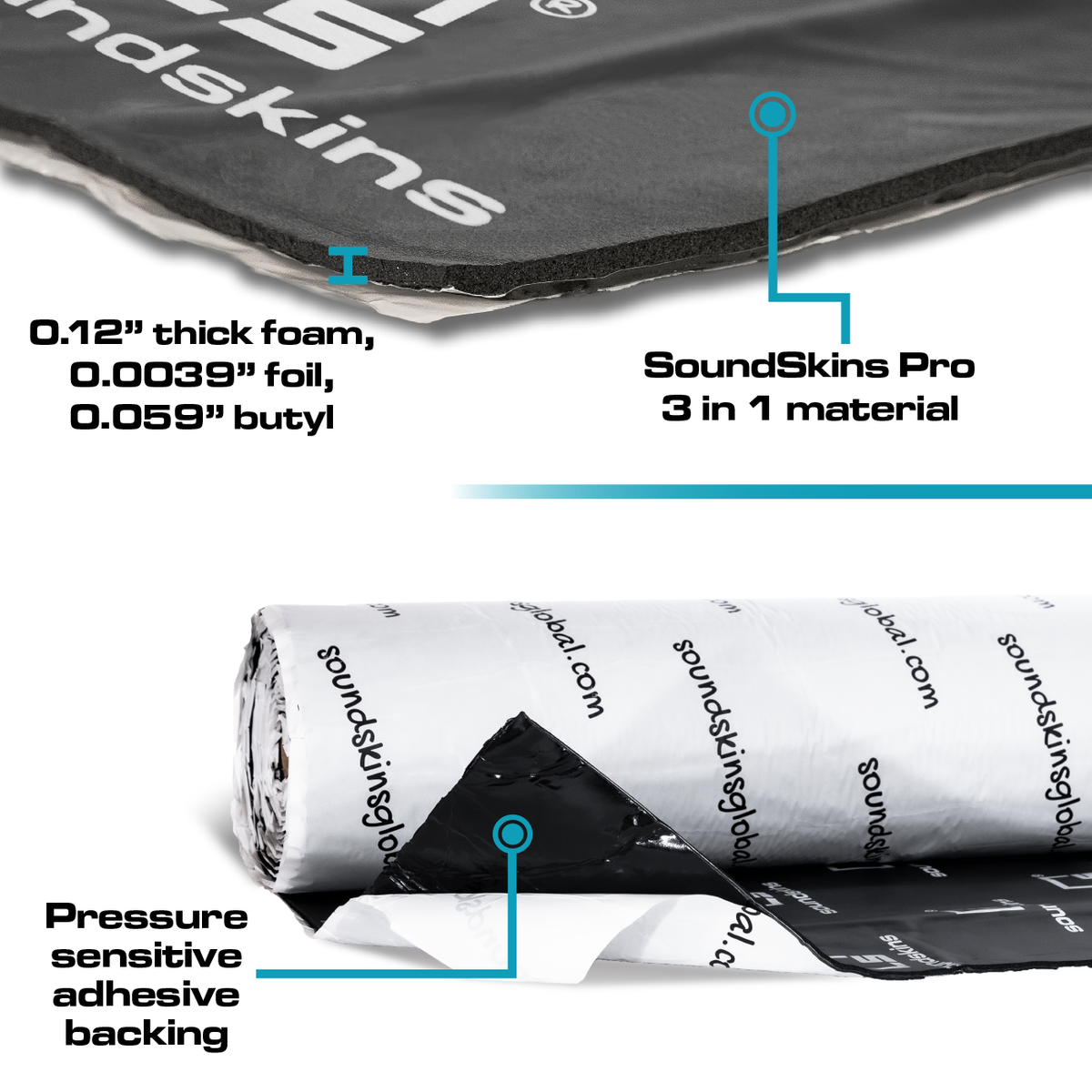 SoundSkins | Pro Two Door Sound Deadening Kit | SSPRO-1 | 3 Layers (Acoustic Foam, Foil, Rubber Butyl), 11 sq ft